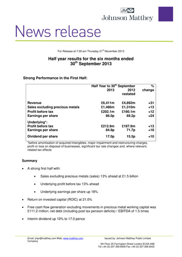 Thumbnail Johnson Matthey Half-year Report 2013-h1