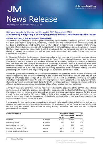Thumbnail Johnson Matthey Half-year Report 2020-h1
