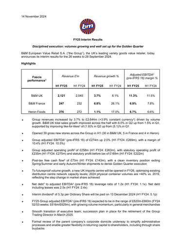 Thumbnail B&M European Value Retail Half-year Report 2025-h1