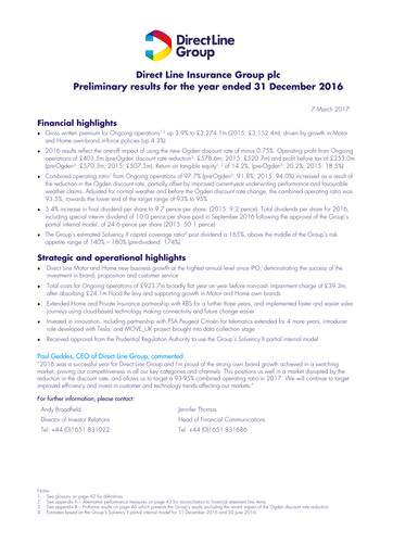 Thumbnail Direct Line Group Financial Report 2016