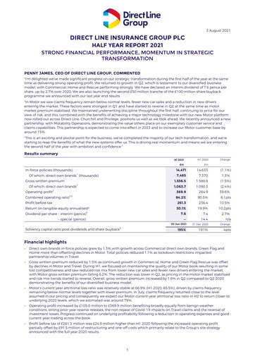 Thumbnail Direct Line Group Half-year Report 2021-h1