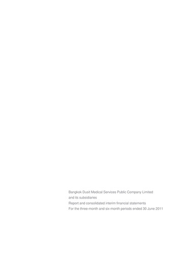 Miniature Bangkok Dusit Medical Services (BDMS) Rapport semestriel 2011-h1