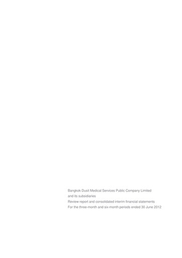 Miniature Bangkok Dusit Medical Services (BDMS) Rapport semestriel 2012-h1