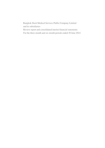Miniature Bangkok Dusit Medical Services (BDMS) Rapport semestriel 2014-h1