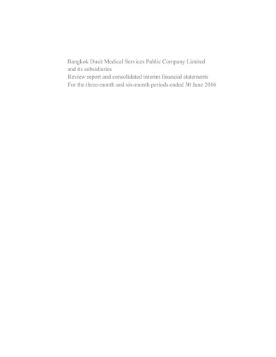 Miniature Bangkok Dusit Medical Services (BDMS) Rapport semestriel 2016-h1