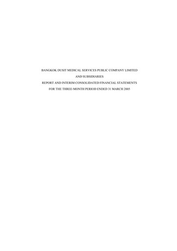 Thumbnail Bangkok Dusit Medical Services (BDMS) Quarterly Report 2005-q1
