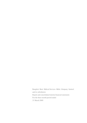 Thumbnail Bangkok Dusit Medical Services (BDMS) Quarterly Report 2009-q1