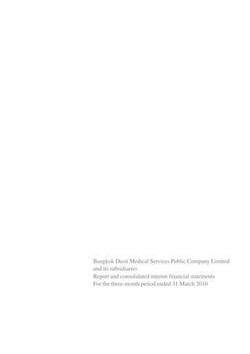 Thumbnail Bangkok Dusit Medical Services (BDMS) Quarterly Report 2010-q1