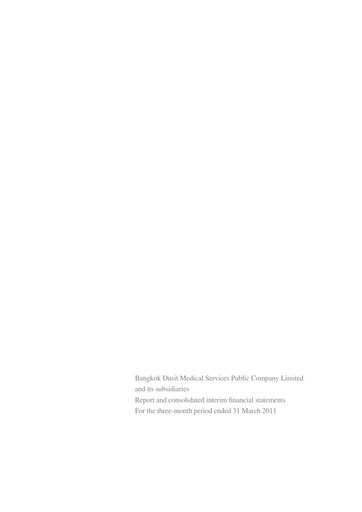 Thumbnail Bangkok Dusit Medical Services (BDMS) Quarterly Report 2011-q1