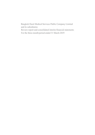 Thumbnail Bangkok Dusit Medical Services (BDMS) Quarterly Report 2019-q1