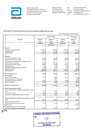 Thumbnail Abbott India Quarterly Report 2022-q1