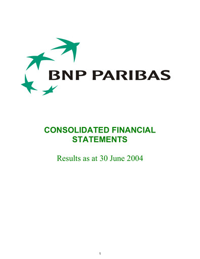 Thumbnail BNP Paribas Financial Statement 2004-h1