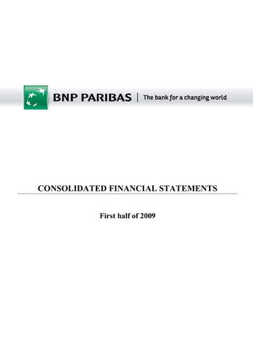 Thumbnail BNP Paribas Half-year Report 2009-h1