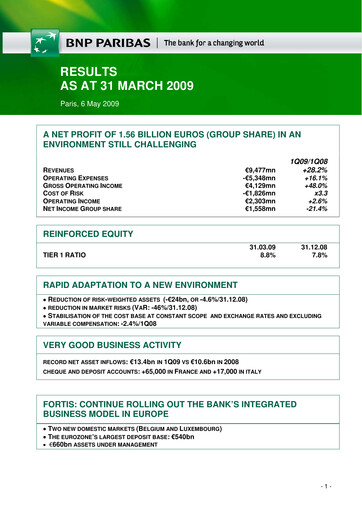 Thumbnail BNP Paribas Quarterly Report 2009-q1