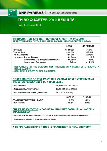Thumbnail BNP Paribas Quarterly Report 2010-q3