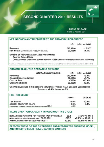 Thumbnail BNP Paribas Quarterly Report 2011-q2