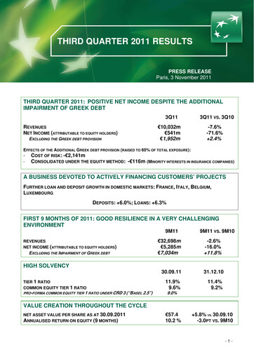 Thumbnail BNP Paribas Quarterly Report 2011-q3