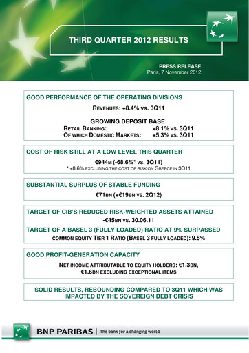 Thumbnail BNP Paribas Quarterly Report 2012-q3