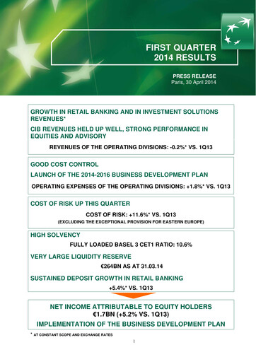 Thumbnail BNP Paribas Quarterly Report 2014-q1