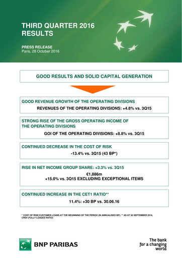 Thumbnail BNP Paribas Quarterly Report 2016-q3