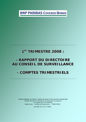 Vorschaubild BNP Paribas Quartalsbericht 2008-q1