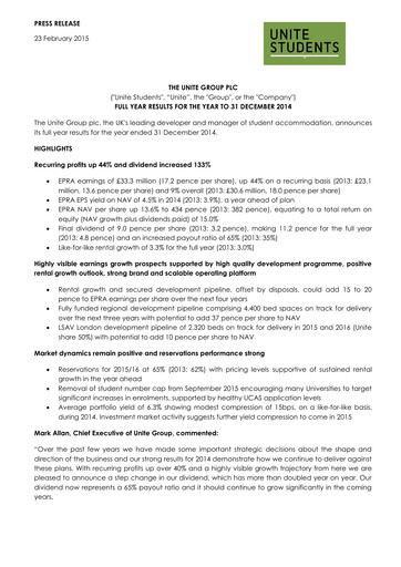 Thumbnail Unite Group (Unite Students) Financial Report 2014