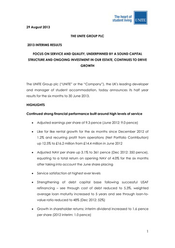 Thumbnail Unite Group (Unite Students) Half-year Report 2013-h1