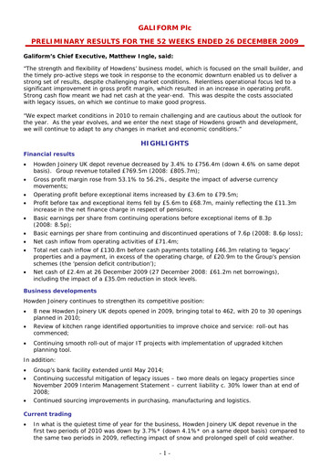 Miniature Howden Joinery Rapport financier 2009