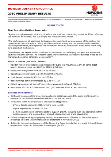 Miniature Howden Joinery Rapport financier 2010