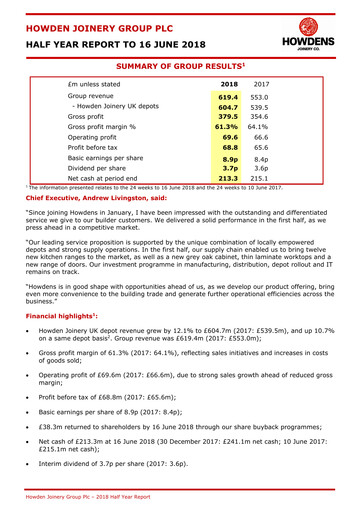 Miniature Howden Joinery Rapport semestriel 2018-h1