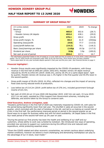 Miniature Howden Joinery Rapport semestriel 2020-h1