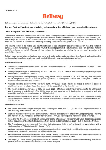 Thumbnail Bellway Half-year Report 2026-h1