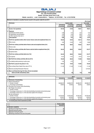 Thumbnail Bajaj Holdings & Investment Quarterly Report 2014-q1