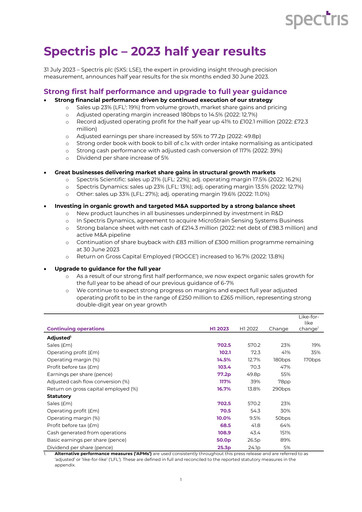 Vorschaubild Spectris Halbjahresbericht 2023-h1
