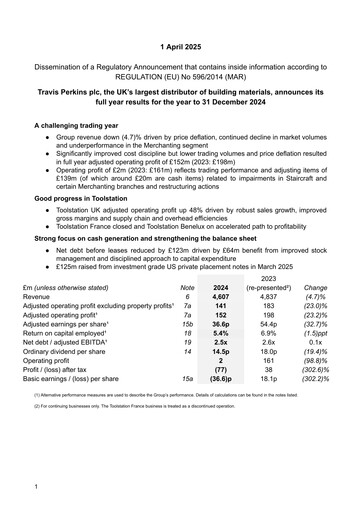 Thumbnail Travis Perkins Financial Report 2024
