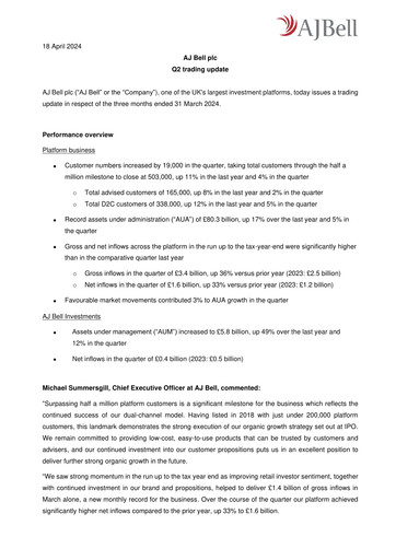 Thumbnail AJ Bell Quarterly Report 2024-q2