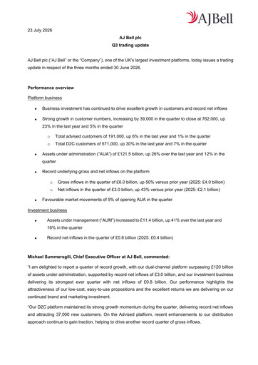 Thumbnail AJ Bell Quarterly Report 2026-q3
