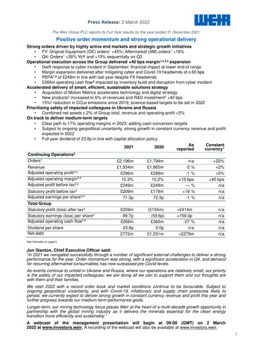 Thumbnail The Weir Group Financial Report 2021