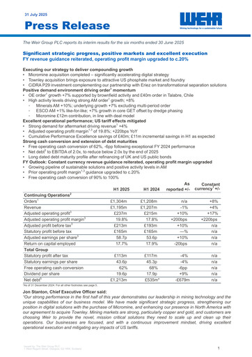 Thumbnail The Weir Group Half-year Report 2025-h1