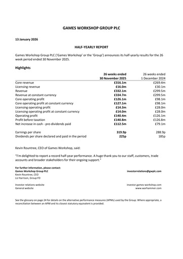 Miniature Games Workshop Group Rapport semestriel 2025-2026