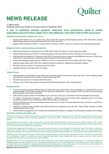 Miniature Quilter Rapport financier 2019