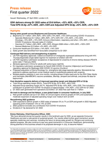 Thumbnail GSK plc Quarterly Report 2022-q1