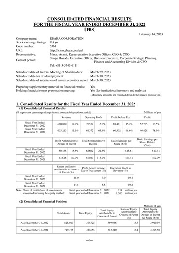 Thumbnail Ebara Corporation Financial Statement 2022
