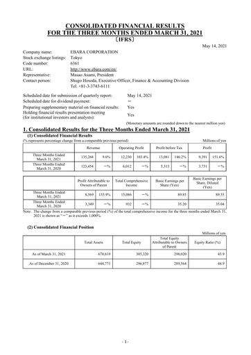 Thumbnail Ebara Corporation Quarterly Report 2021-q1