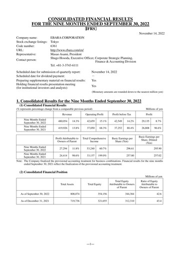 Thumbnail Ebara Corporation Quarterly Report 2022-q3