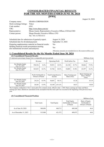 Thumbnail Ebara Corporation Quarterly Report 2024-q2