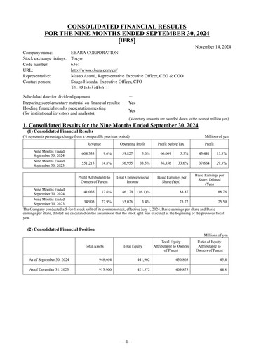 Thumbnail Ebara Corporation Quarterly Report 2024-q3