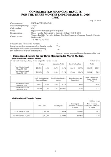 Thumbnail Ebara Corporation Quarterly Report 2026-q1