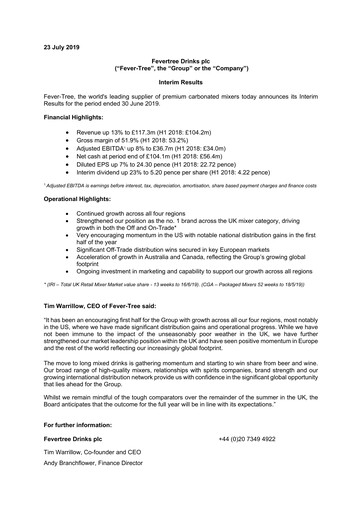 Thumbnail Fever-Tree Drinks Half-year Report 2019-h1