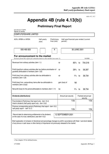 Thumbnail Computershare Financial Report fy2001